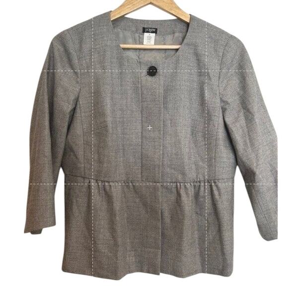 J. CREW FACTORY Grey Gray Business Casual Coquette Jacket Peplum Blazer Size 8 - Picture 3 of 13